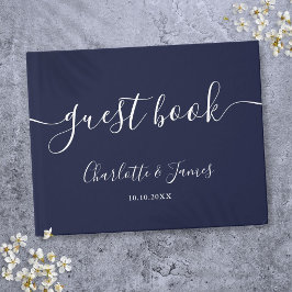 Livro De Visitas Casamento com Letra de Assinatura Azul Marinho