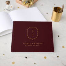 Casamento com Monograma de Crista em Burgundy e Do
