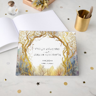 Livro De Visitas Casamento com o Portal Dourado da Floresta Encanta