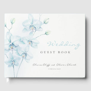 Livro De Visitas Casamento com Orquídea Azul Suave