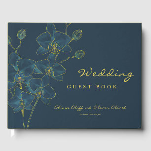 Livro De Visitas Casamento com Orquídea Azul Suave