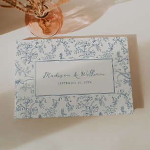 Livro De Visitas Casamento com Padrão Chinoiserie Azul Empoeirado