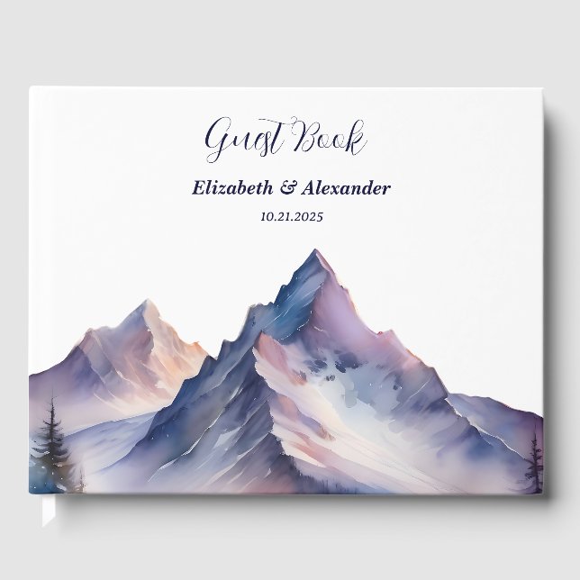 Livro De Visitas Casamento com paisagens cobertas de neve (Frente)