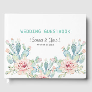 Livro De Visitas Casamento com Pastel Cactus Flower