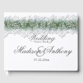 Livro De Visitas Casamento com rendas brancas e bebês