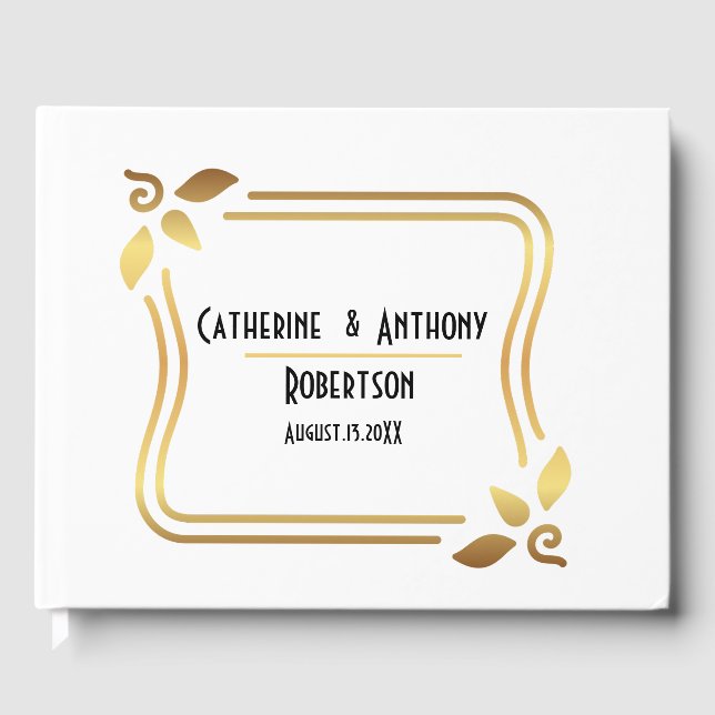 Livro De Visitas Casamento com Roteiro Preto Moderno Simples (Frente)