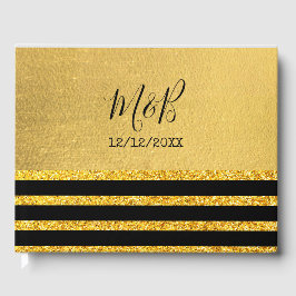 Livro De Visitas Casamento com tema Dourado e negro