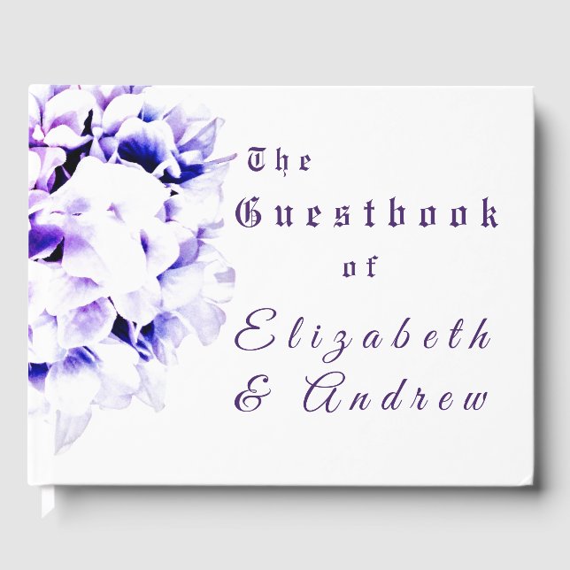Livro De Visitas Casamento com Violetas Elegantes (Frente)