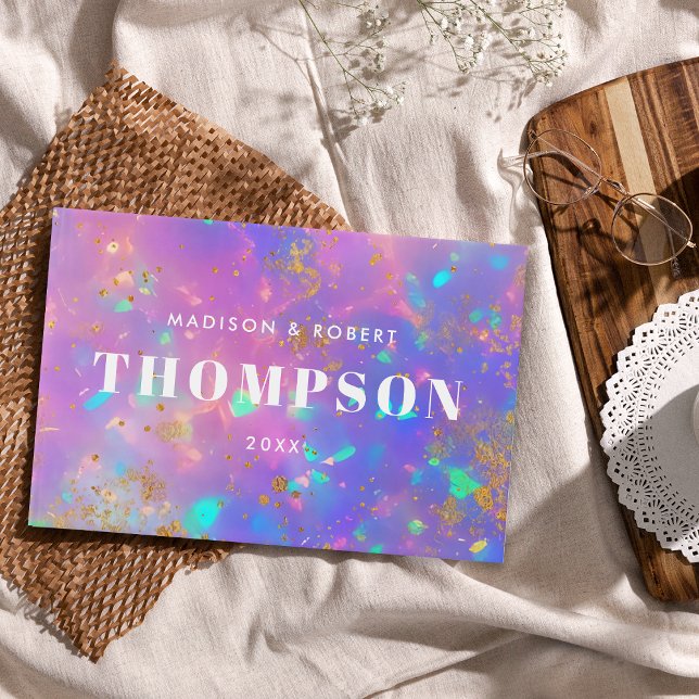 Livro De Visitas Casamento Cor-de-rosa Dourado Monograma Óptico Mod (Criador carregado)