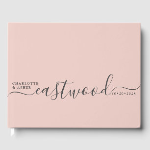 Livro De Visitas Casamento Cor-de-Rosa Monograma de Casamento