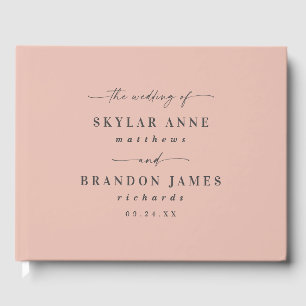 Livro De Visitas Casamento Cor Sólida Elegante Pinta-Rosa Penteada