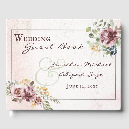 Livro De Visitas Casamento Cristão-Floral Rosa-Rosa-Blush da Elegan