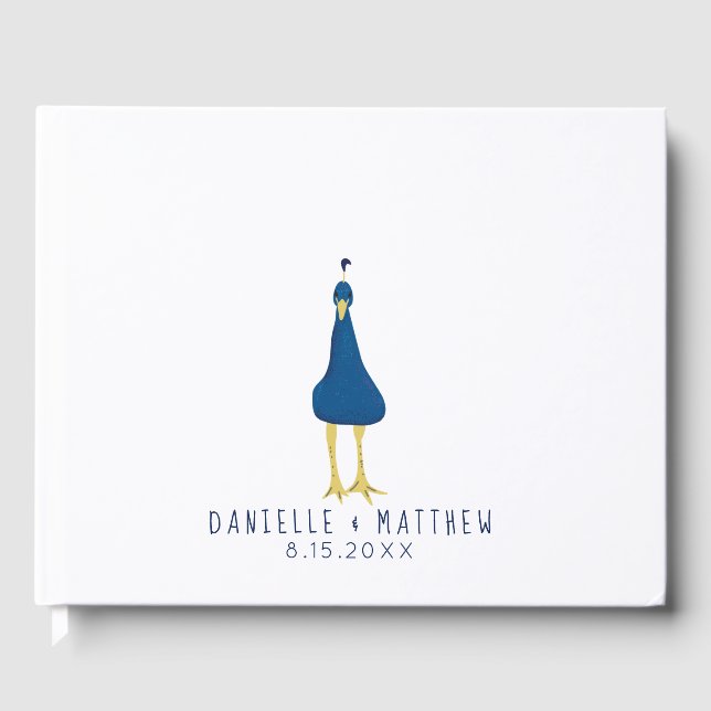 Livro De Visitas Casamento da Cauda do Peacock de Impressão Digital (Frente)