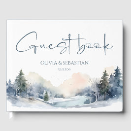 Livro De Visitas Casamento da Floresta de Inverno da Rússia Woodlan