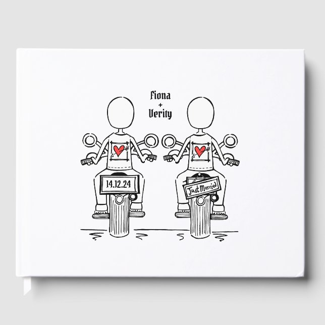 Livro De Visitas Casamento da Noite de Motocicleta Personalizada de (Frente)