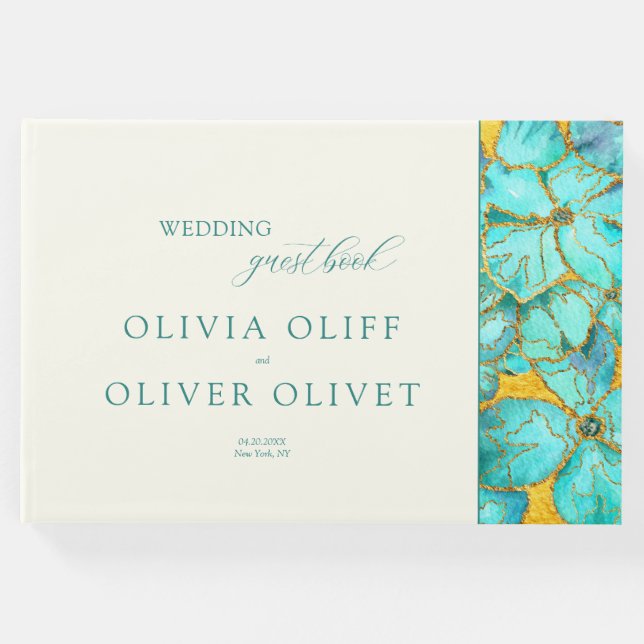 Livro De Visitas Casamento das Flores de Teal (Frente)