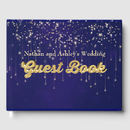 Livro De Visitas Casamento das Luzes Fadas Personalizadas Douradas