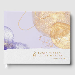 Livro De Visitas Casamento de Abstrato e Roxo de Luxo