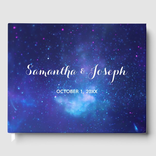 Livro De Visitas Casamento de Aqua Blue Celestial (Frente)