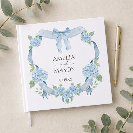 Livro De Visitas Casamento de Aquarela com Crista Floral de Hortêns