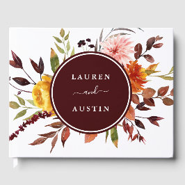 Livro De Visitas Casamento de Aquarela do Jardim de Outono