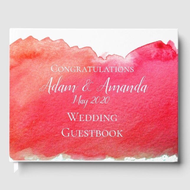 Livro De Visitas Casamento de arte moderno de cor vermelha (Frente)