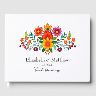 Livro De Visitas Casamento de Arte Popular Floral Mexicana