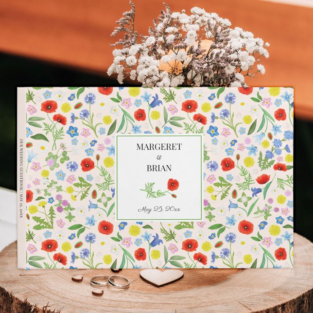 Livro De Visitas Casamento de Assinatura Floral de País Russo Elega (Elegant Rustic Country Floral Signature Wedding Guest Book)