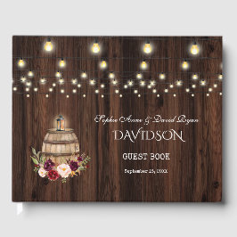 Livro De Visitas Casamento de Barn Floral de Barrel de Vinho Borgon