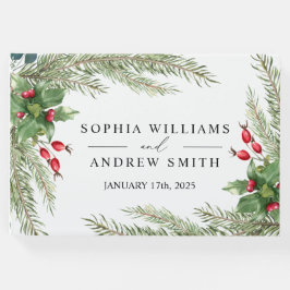 Livro De Visitas Casamento de Berries vermelhos de Natal