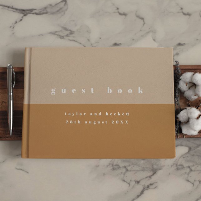 Livro De Visitas Casamento de Bloco de Cores de Blush (Blush Pink Earth Tones Color Block Wedding Guest Book)