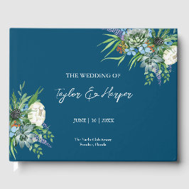 Livro De Visitas Casamento de Boho com Buquê Floral Suculente de Wa