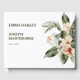 Livro De Visitas Casamento de boho pastel de hibisco tropical
