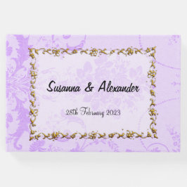 Livro De Visitas Casamento de Boho Roxo Elegante