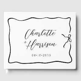 Livro De Visitas Casamento de Borda de Fita com Script Whimsical