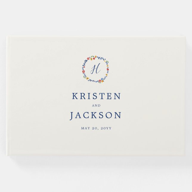 Livro De Visitas Casamento de bordados Florais (Frente)