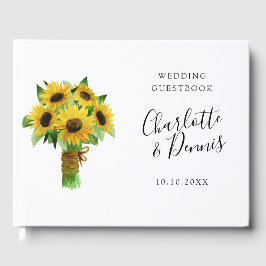 Livro De Visitas casamento de buquê de girassol