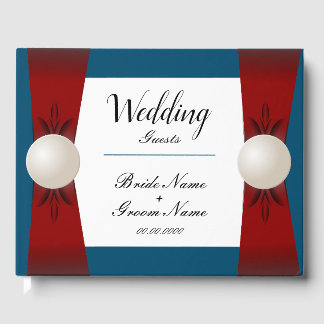 Livro De Visitas Casamento de Burgundy e Blue Pearl