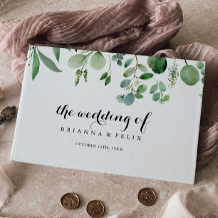 Livro De Visitas Casamento de Caligrafia Botânica Eucalipto Verde