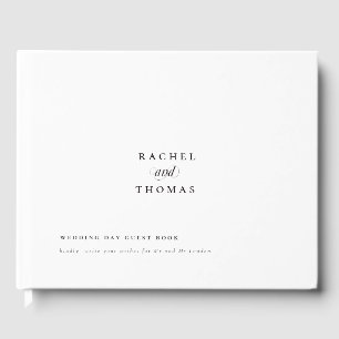 Livro De Visitas Casamento de Caligrafia Branca Minimalista