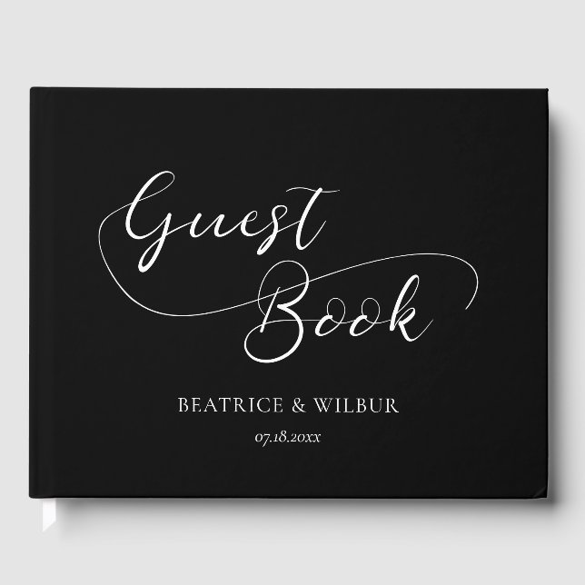 Livro De Visitas Casamento de caligrafia elegante e romântica (Frente)