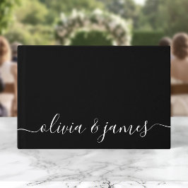 Livro De Visitas Casamento de Caligrafia em Preto e Branco