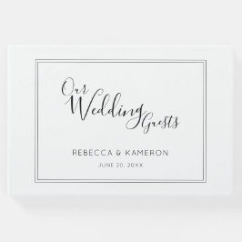 Livro De Visitas Casamento de Caligrafia Mínima Moderna e Negra