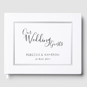 Livro De Visitas Casamento de Caligrafia Mínima Moderna e Negra