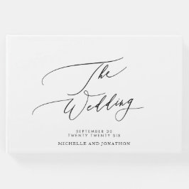 Livro De Visitas Casamento de Caligrafia Moderna Branca e Negra