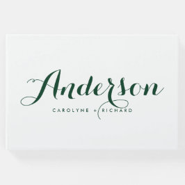 Livro De Visitas Casamento de Caligrafia Moderna Floresta Verde