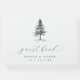 Livro De Visitas Casamento de Caligrafia Rustic Pine Tree