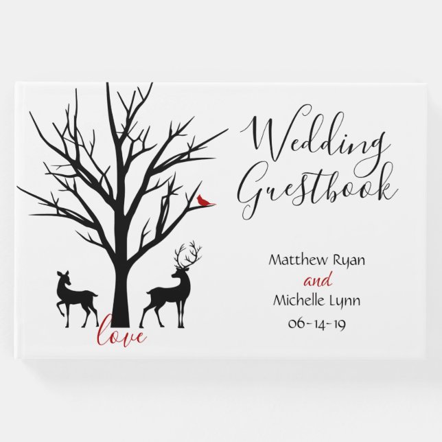 Livro De Visitas Casamento de Casal Silhouette Deer Winter Love (Frente)