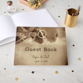 Livro De Visitas Casamento de Cavalo Marrom Ocidental Rústico