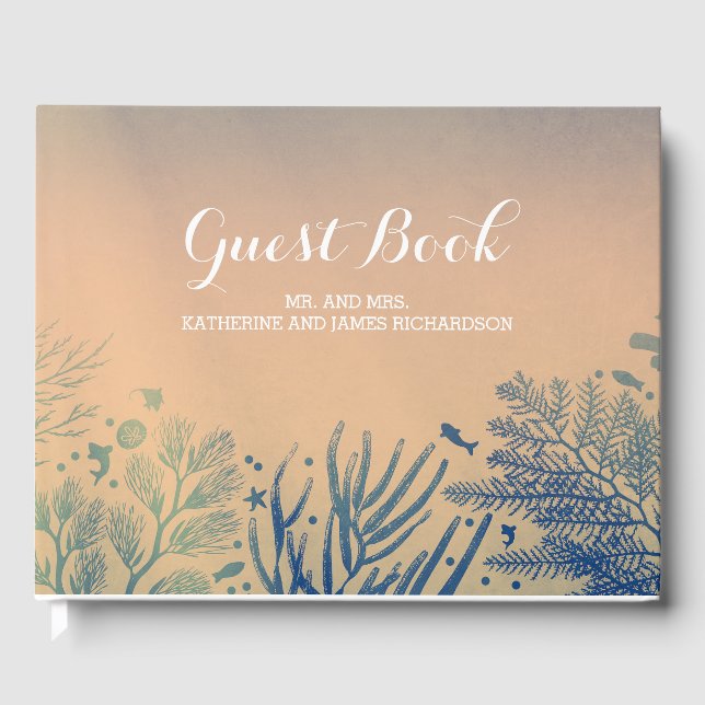 Livro De Visitas Casamento de chá de praia tropical debaixo d'água (Frente)